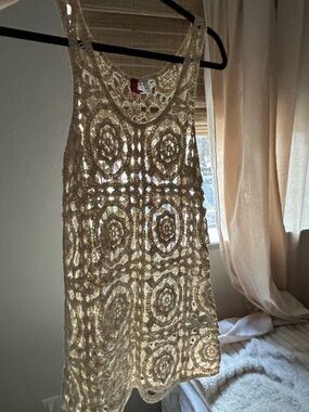 H&M Crochet Lace Tank Dress in Cream Size 4